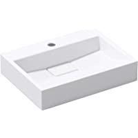 doporro Lavabo sobre encimera blanco de diseño Colossum 19- 50 cm de Ancho | Lavabo con orificio para grifo.